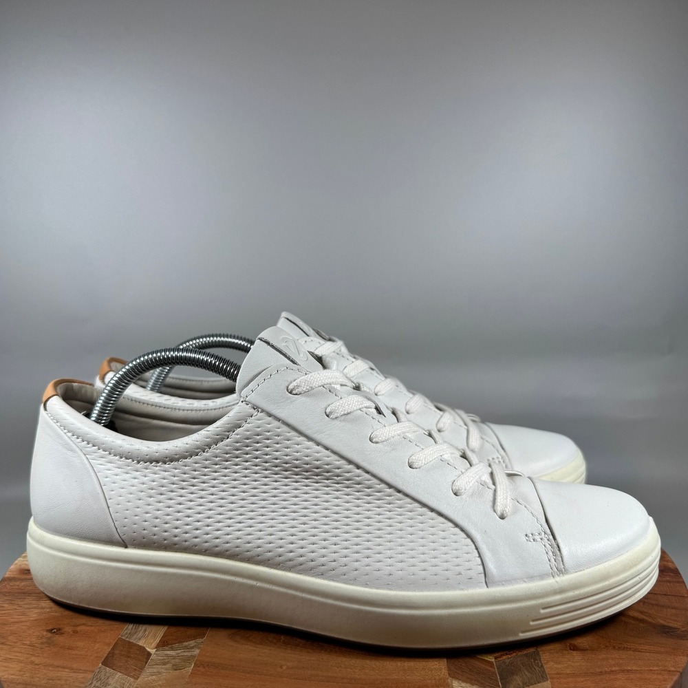 ECCO Soft 7 Mens White Leather Perforated Sneakers Size 44 US 10-10.5